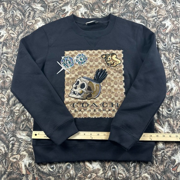 Coach x Disney Signature Black Crewneck Sweater with Graphic Design